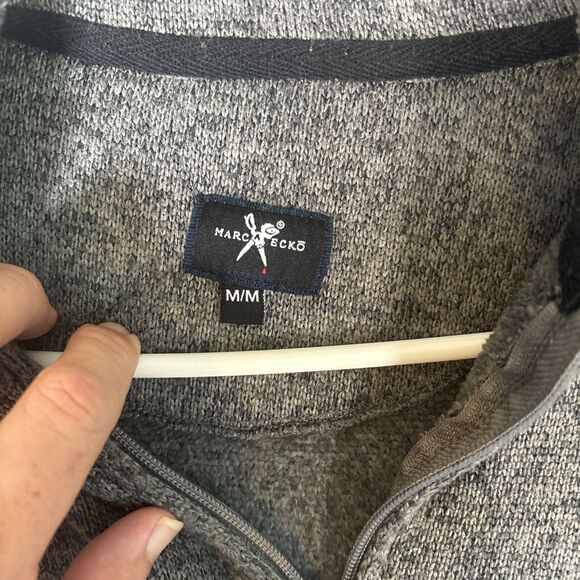 Marc Ecko Quarter Zip Sweater Men’s Size Medium Heather Gray Pullover - Picture 6 of 12